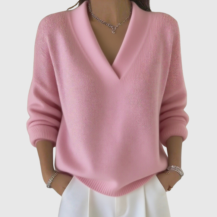 Faye | Miękki sweter z dekoltem w serek w stylu casual