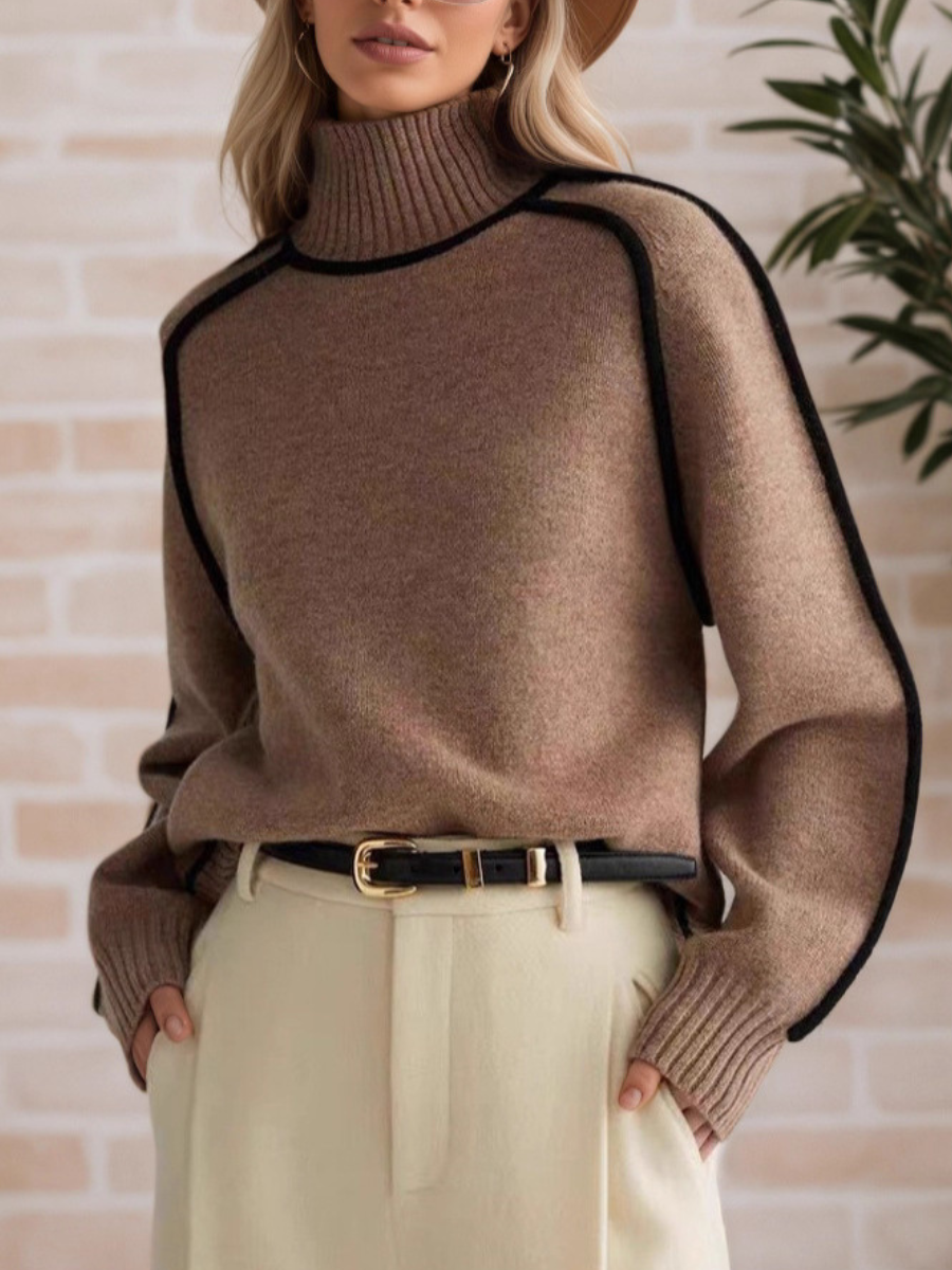 Donna | Elegancki Sweter z Wysokim Kołnierzem