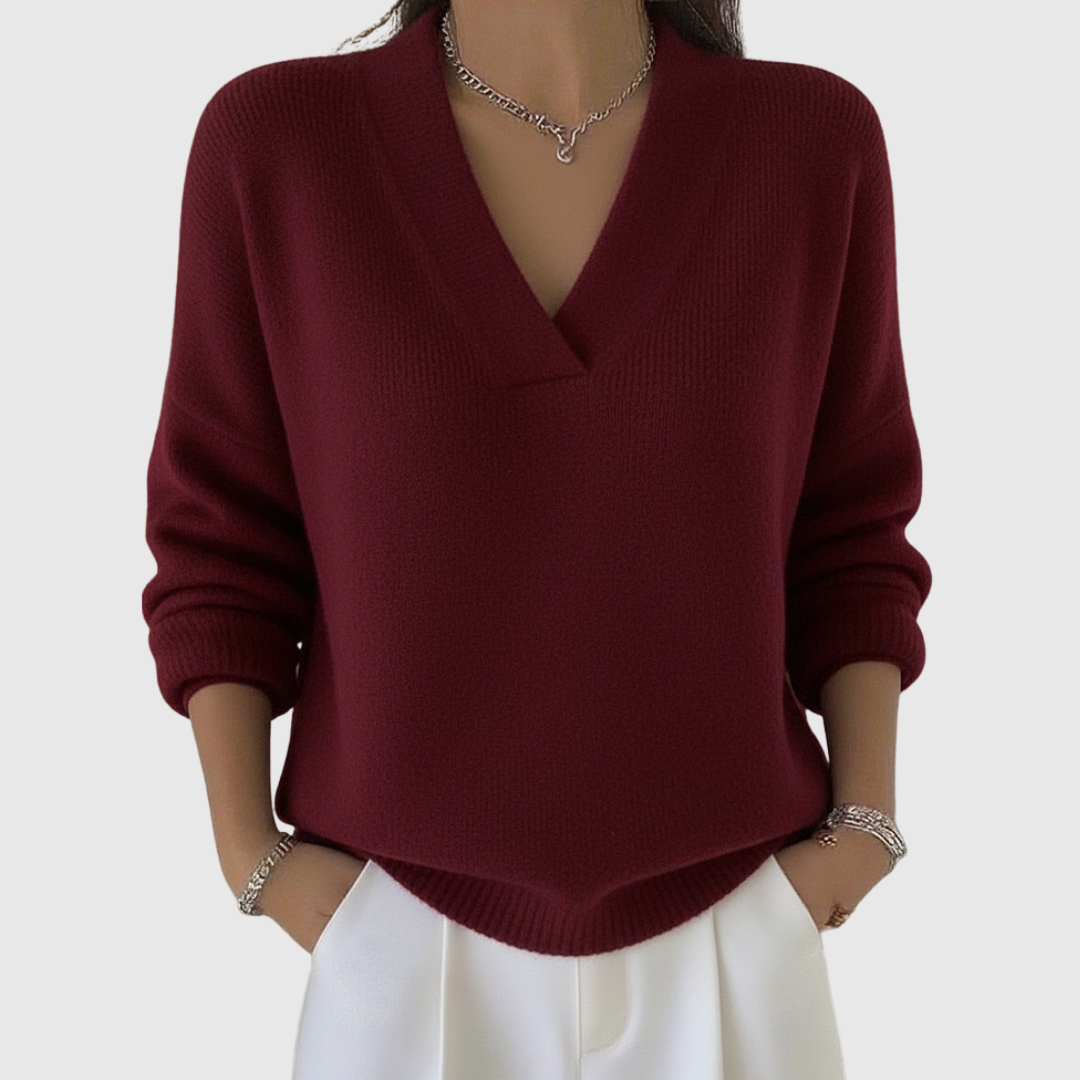 Faye | Miękki sweter z dekoltem w serek w stylu casual