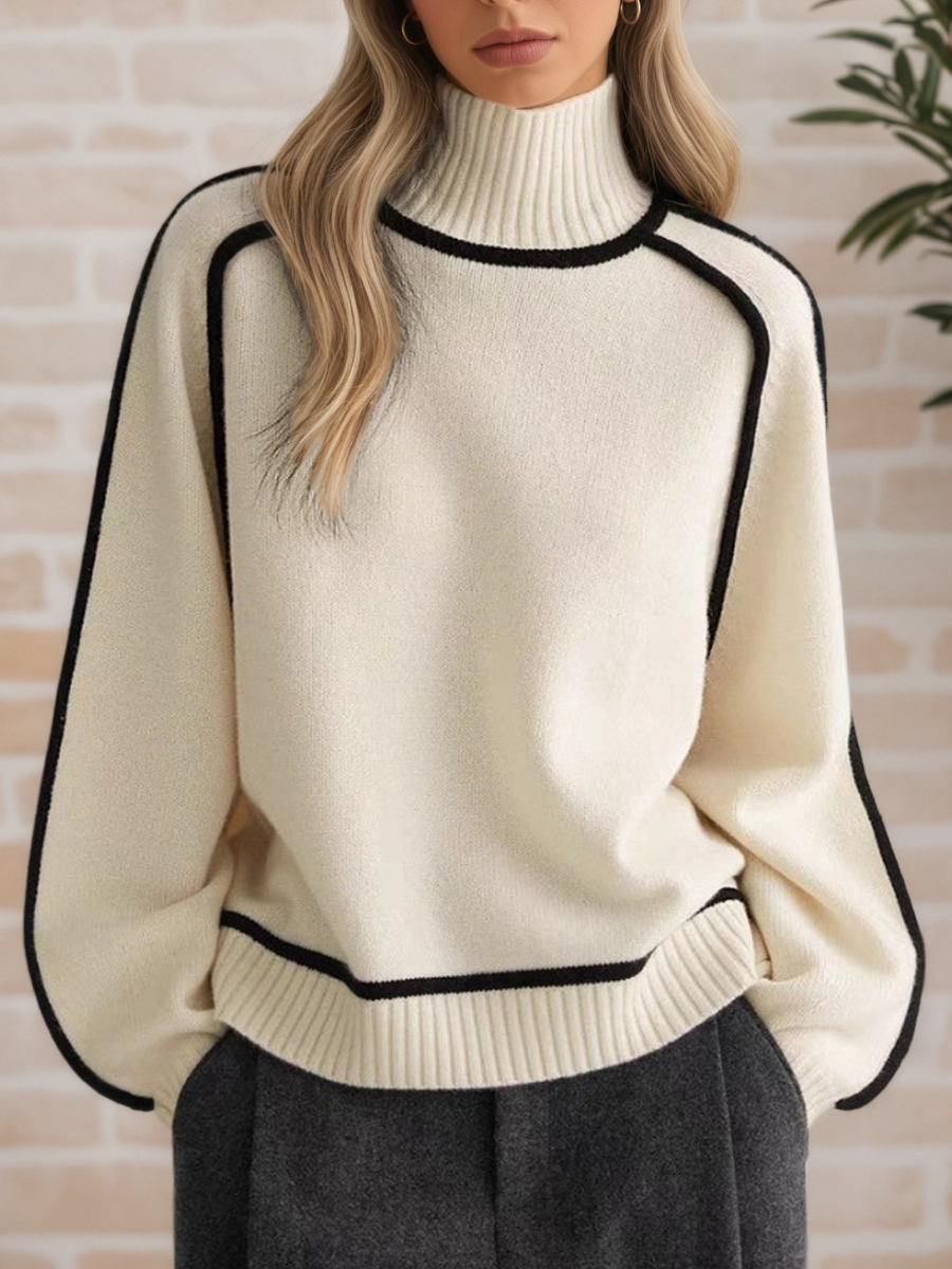 Donna | Elegancki Sweter z Wysokim Kołnierzem
