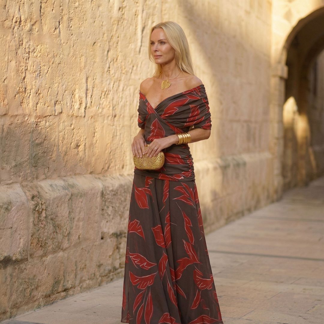 Poppy | Elegancka Sukienka z Wzorem Liści