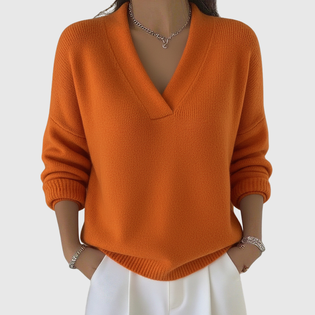 Faye | Miękki sweter z dekoltem w serek w stylu casual