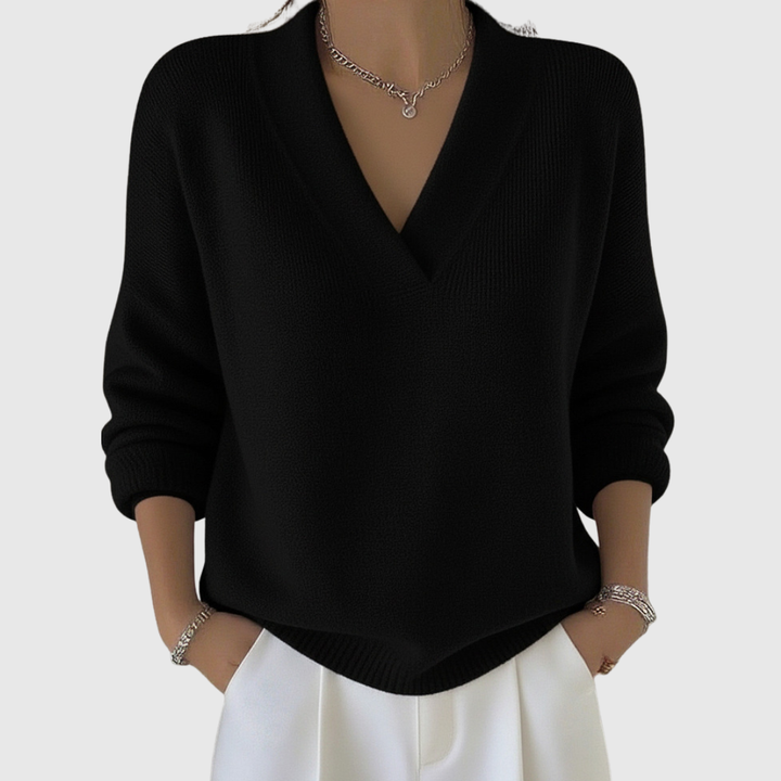 Faye | Miękki sweter z dekoltem w serek w stylu casual
