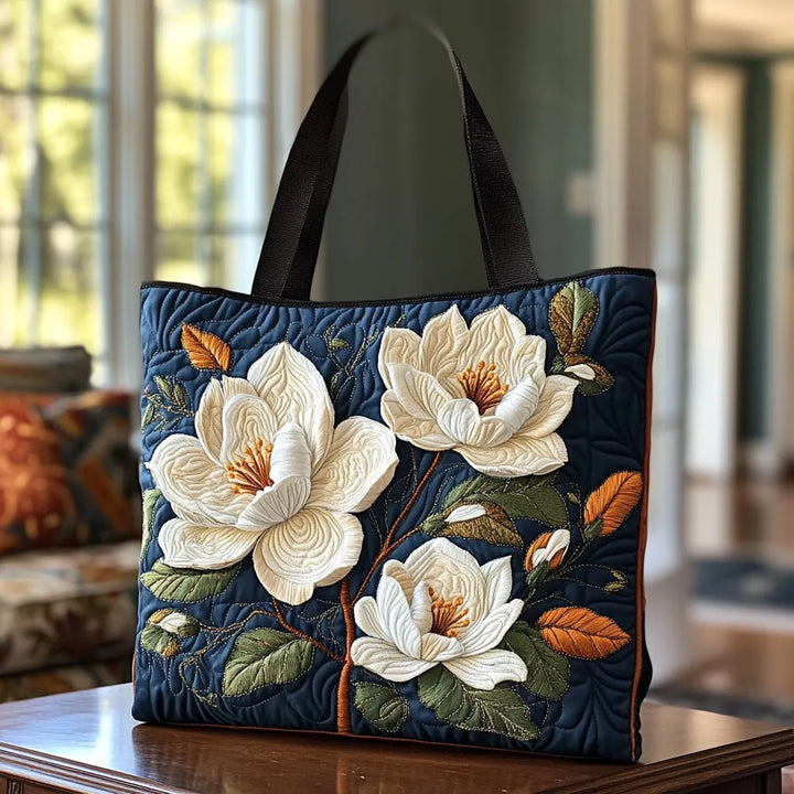 Torba Pikowana Ręcznie - Delikatne Magnolie