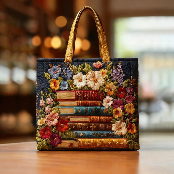 Torba tote Artisanal - Wzór Kwiatowy i Książki