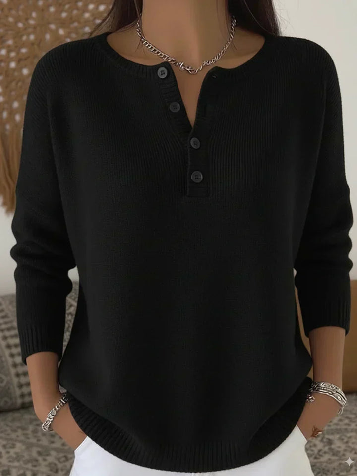 Elena | Sweter z Guzikami Henley