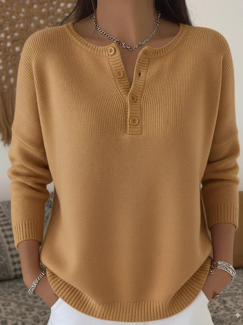 Elena | Sweter z Guzikami Henley