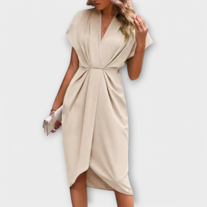 Serena – Elegancka i wygodna sukienka midi w stylu kopertowym