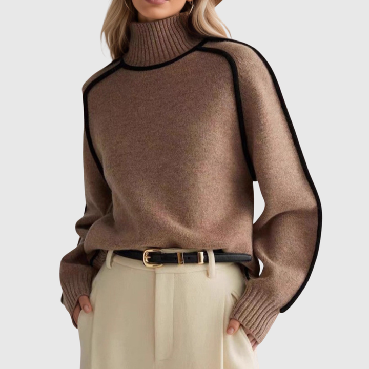 Donna | Elegancki Sweter z Wysokim Kołnierzem