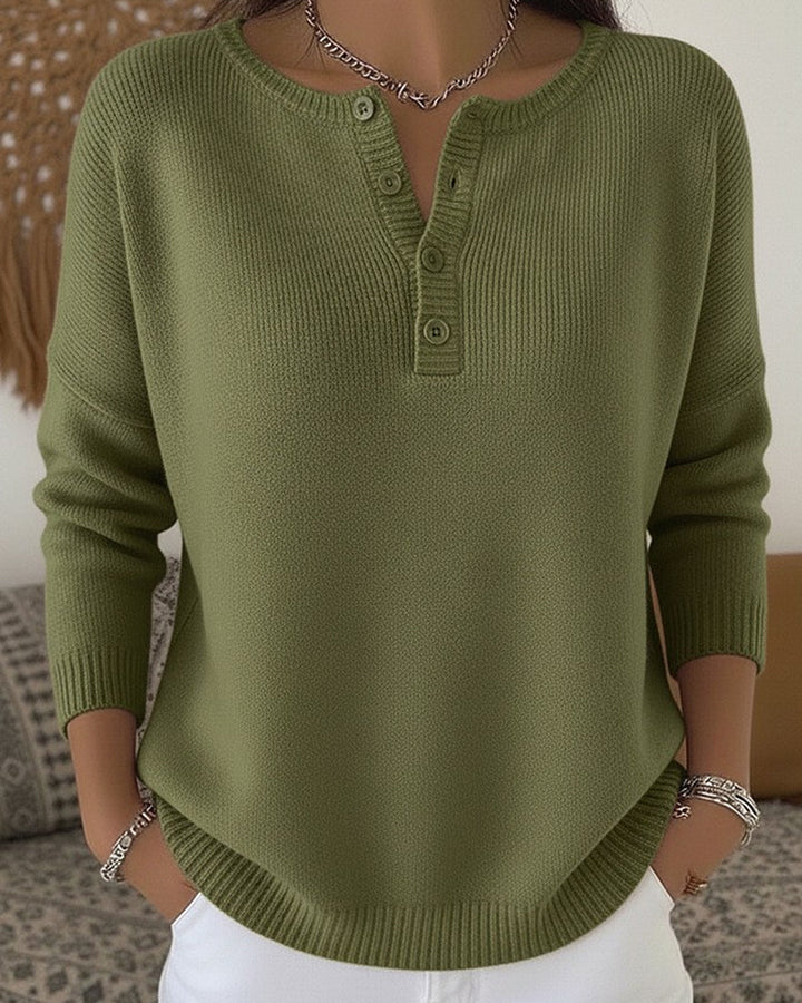Elena | Sweter z Guzikami Henley