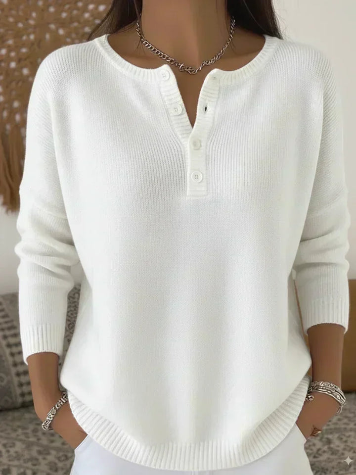 Elena | Sweter z Guzikami Henley