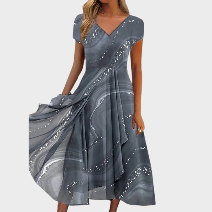 Lucija™ – Elegancka midi sukienka z dekoltem w kształcie V